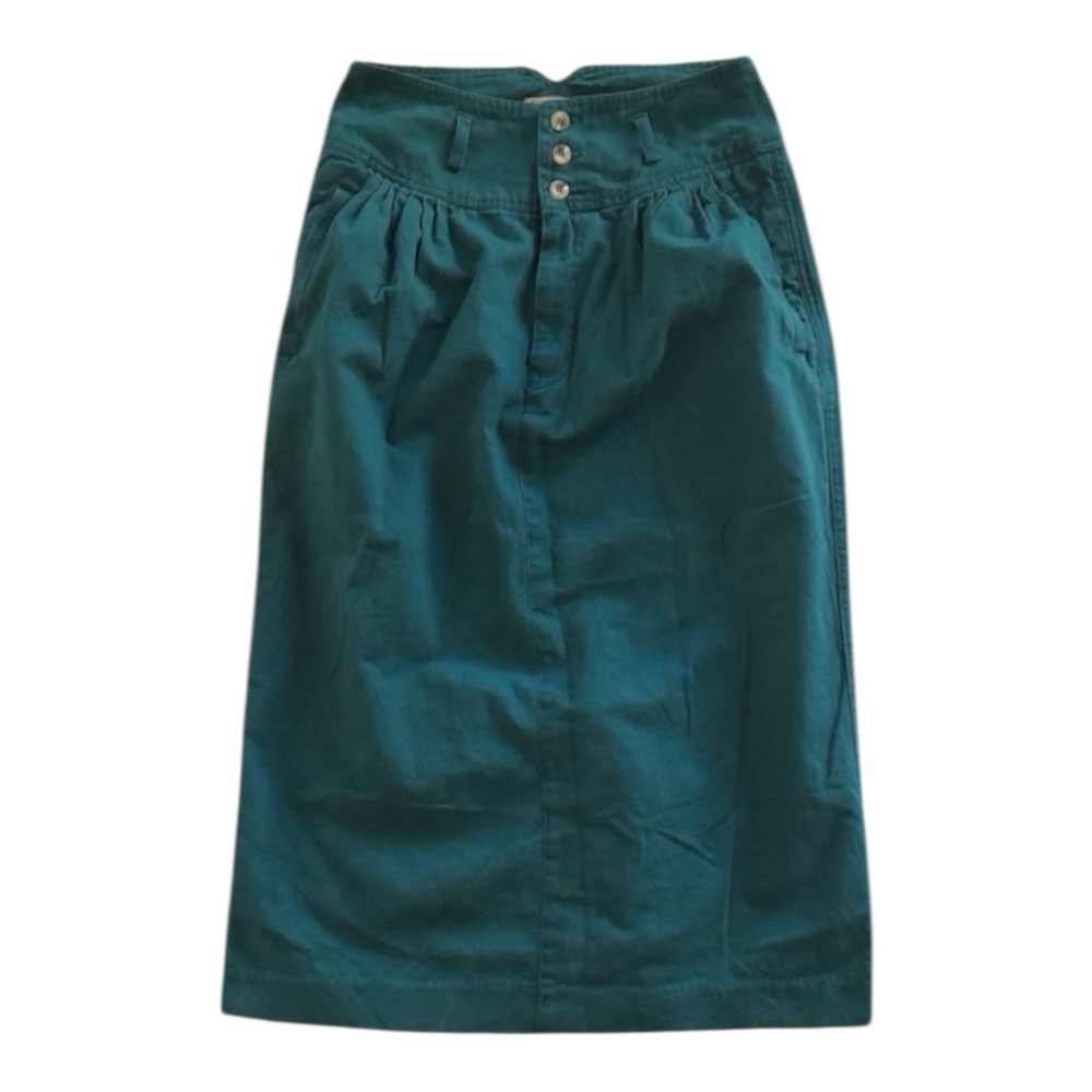 Vintage Cetro Republic Forrest Green Cotton Prairie Midi Skirt – High Waist 9/10
